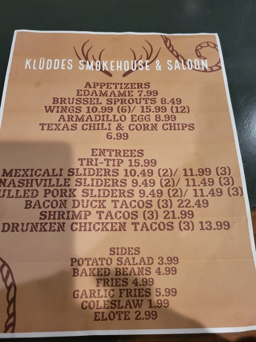 Menu Klüddes Smokehouse + Saloon-1